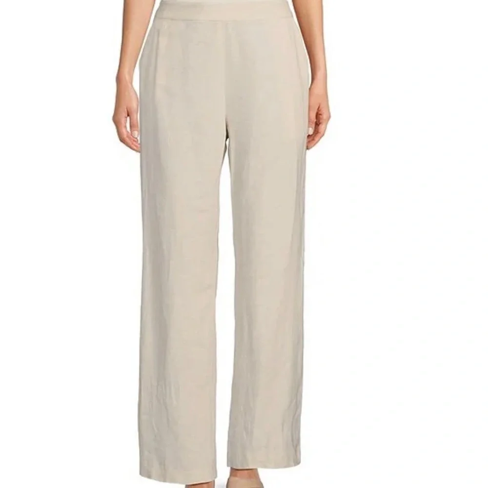 Alex Marie Linen Blend Wide Leg High Waist Tan Pant, Size 14 (XL) - Picture 1 of 9